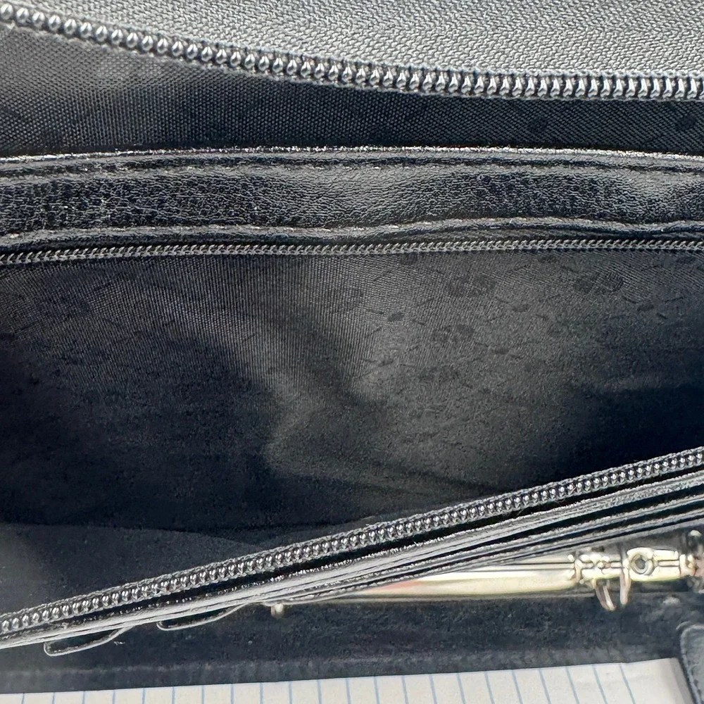 Foray Black Faux Leather Zippered Professional Portfolio Business Padfolio Case